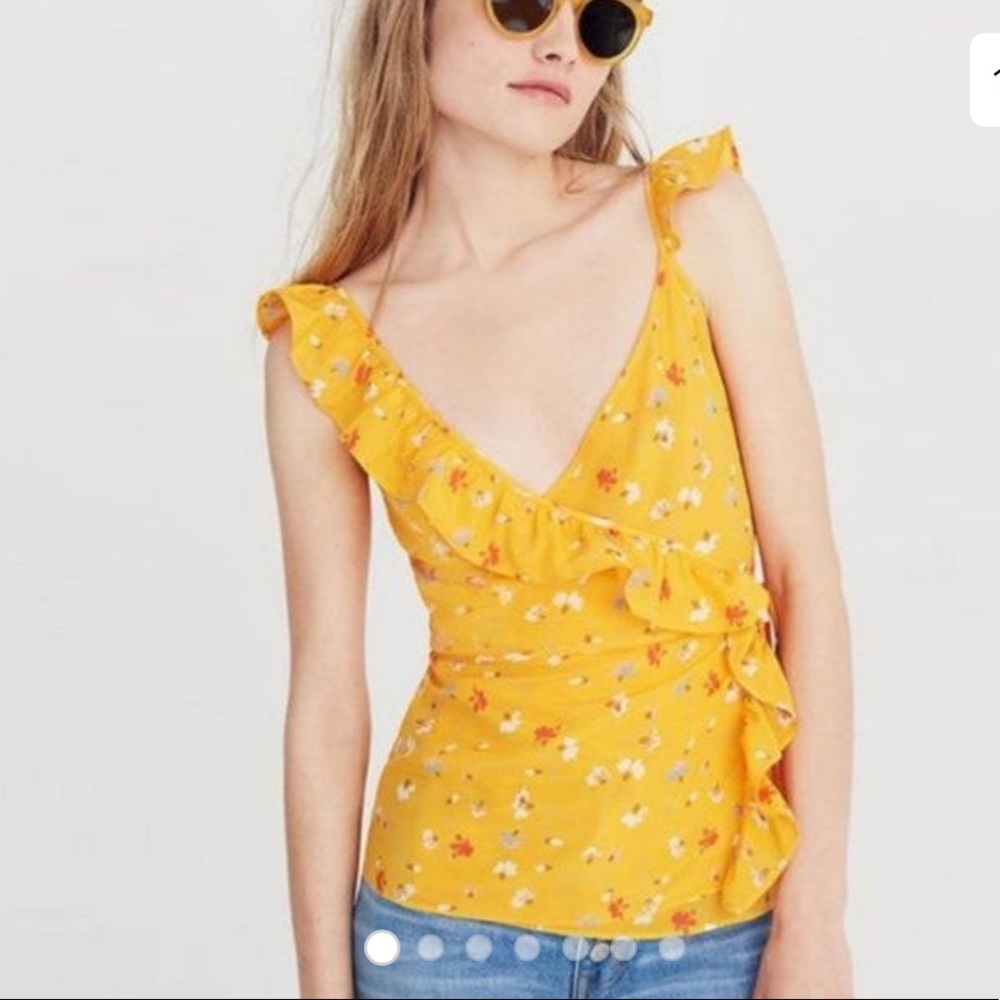 Madewell yellow silk wrap tank